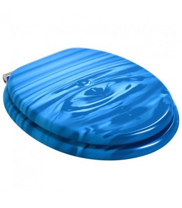 vidaXL Soft-Close Toilet Seat 2 pcs Blue Drop 44 x 38 cm MDF board