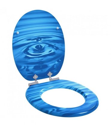 vidaXL Soft-Close Toilet Seat 2 pcs Blue Drop 44 x 38 cm MDF board
