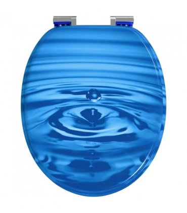 vidaXL Soft-Close Toilet Seat 2 pcs Blue Drop 44 x 38 cm MDF board