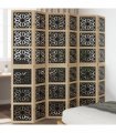 vidaXL Room Divider 6 Panels Brown and Black Solid Wood Paulownia