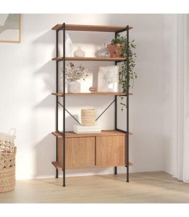 vidaXL 5-Tier Shelving Unit with Cabinet 80x40x163 cm Steel and Engineered Wood