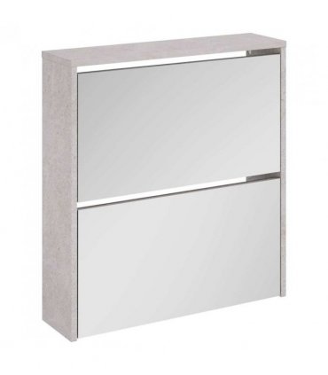vidaXL Shoe Cabinet with Mirror 2-Layer Concrete Grey 63x17x67 cm