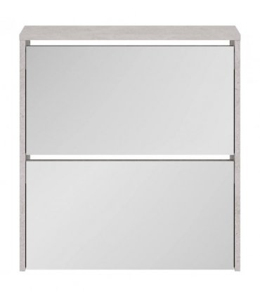 vidaXL Shoe Cabinet with Mirror 2-Layer Concrete Grey 63x17x67 cm