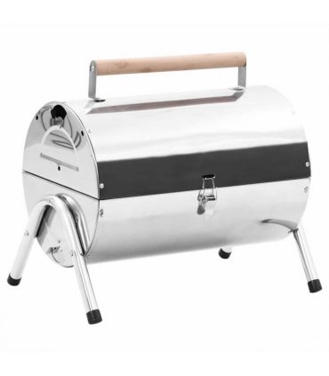 vidaXL Portable Tabletop Charcoal BBQ Grill Stainless Steel Double Grids