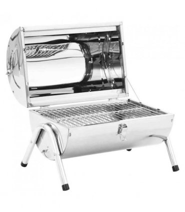 vidaXL Portable Tabletop Charcoal BBQ Grill Stainless Steel Double Grids