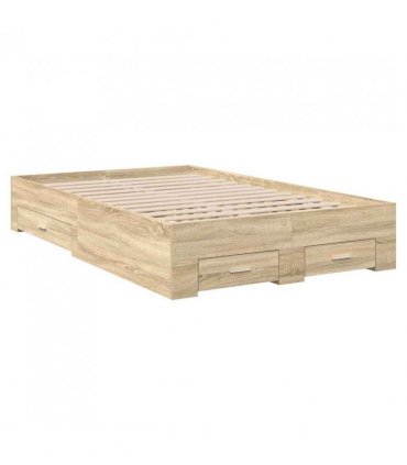 vidaXL Bed Frame with Drawer Brown 120 x 190 cm Engineered Wood