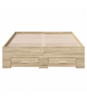 vidaXL Bed Frame with Drawer Brown 120 x 190 cm Engineered Wood