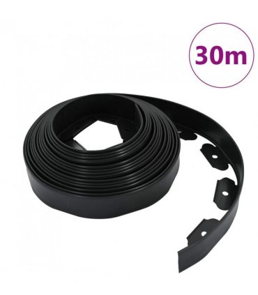 vidaXL Lawn Edgings Black 3000 x 4 x 5 cm Plastic