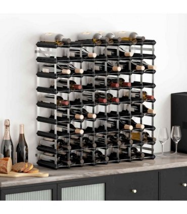 vidaXL Wine Rack for 72 Bottles Black Solid Pine Wood