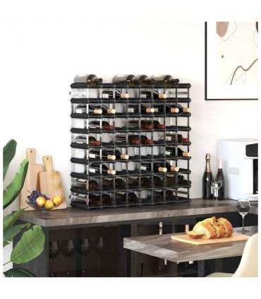 vidaXL Wine Rack for 72 Bottles Black Solid Pine Wood
