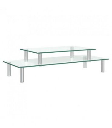 vidaXL 2-Tier Monitor Stand Transparent Glass