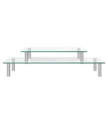 vidaXL 2-Tier Monitor Stand Transparent Glass