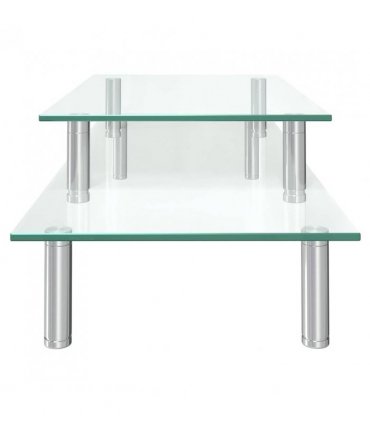 vidaXL 2-Tier Monitor Stand Transparent Glass