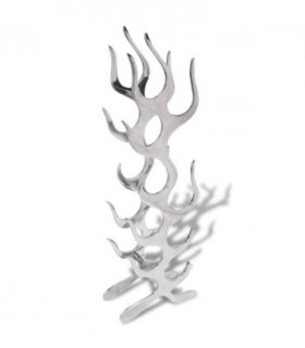 vidaXL Wine Rack Flame Shape Aluminium Silver 9 Bottles