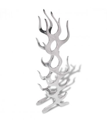 vidaXL Wine Rack Flame Shape Aluminium Silver 9 Bottles