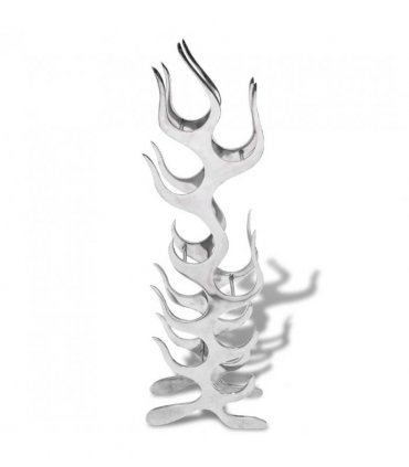 vidaXL Wine Rack Flame Shape Aluminium Silver 9 Bottles