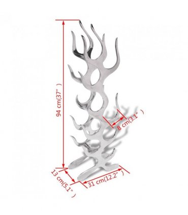 vidaXL Wine Rack Flame Shape Aluminium Silver 9 Bottles
