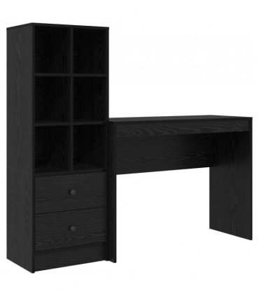 vidaXL Desk with Drawer with Shelf with Storage 2 pcs Black Oak