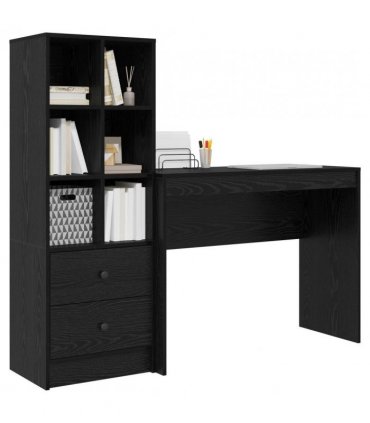vidaXL Desk with Drawer with Shelf with Storage 2 pcs Black Oak