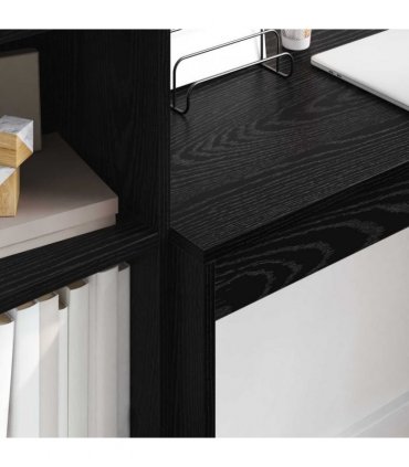 vidaXL Desk with Drawer with Shelf with Storage 2 pcs Black Oak