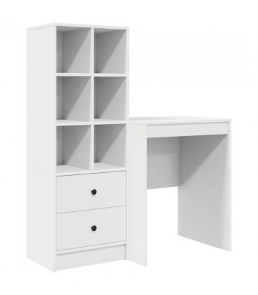 vidaXL Desk with Drawer with Shelf with Storage 2 pcs White