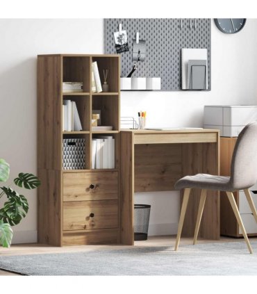vidaXL Desk with Drawer with Shelf with Storage 2 pcs Artisan Oak