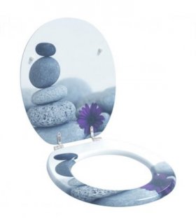 vidaXL Soft-Close Toilet Seat Grey 44 x 38 cm MDF board