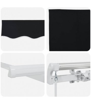 vidaXL Awning Retractable Manual Black 300 x 250 x 165 cm Polyester