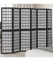 vidaXL Room Divider 6 Panels Black Solid Wood Paulownia