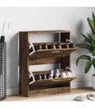 vidaXL Shoe Cabinet Smoked Oak 63x24x81 cm Engineered Wood