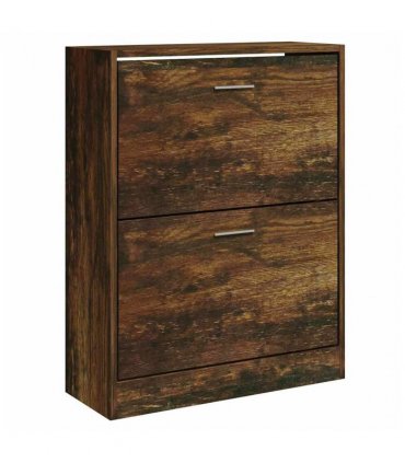 vidaXL Shoe Cabinet Smoked Oak 63x24x81 cm Engineered Wood