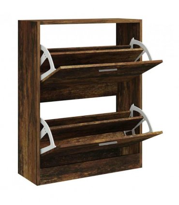 vidaXL Shoe Cabinet Smoked Oak 63x24x81 cm Engineered Wood