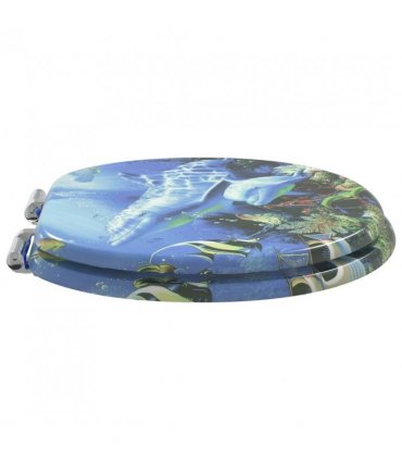 vidaXL Soft-Close Toilet Seat Blue 44 x 38 cm MDF board