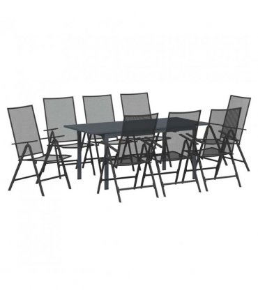 vidaXL Garden Dining Set 9 pcs Anthracite Powder-coated Steel