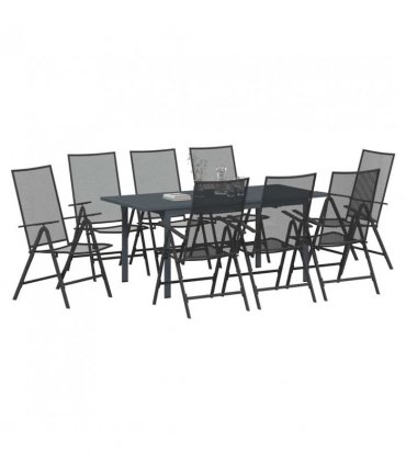 vidaXL Garden Dining Set 9 pcs Anthracite Powder-coated Steel