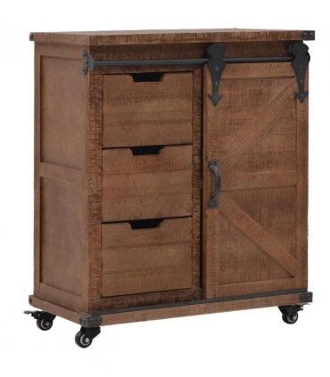 vidaXL Storage Cabinet | Brown | Solid fir wood, MDF, steel | 64x33.5x75 cm