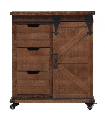 vidaXL Storage Cabinet | Brown | Solid fir wood, MDF, steel | 64x33.5x75 cm