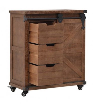 vidaXL Storage Cabinet | Brown | Solid fir wood, MDF, steel | 64x33.5x75 cm