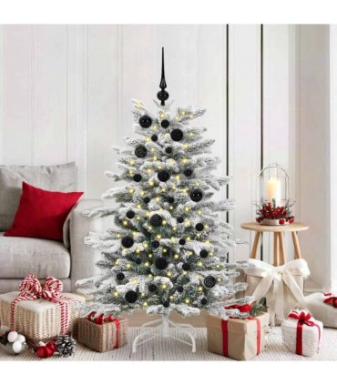 vidaXL Christmas Bauble Set with 150 LEDs 61 pcs Black Plastic
