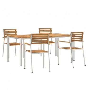 vidaXL Garden Dining Set 5 pcs Brown Solid Acacia Wood