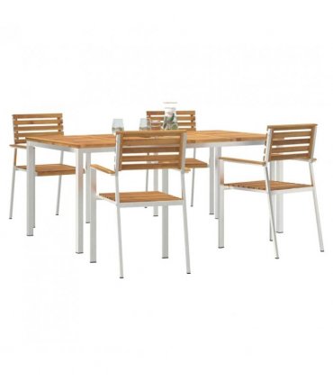 vidaXL Garden Dining Set 5 pcs Brown Solid Acacia Wood