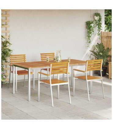 vidaXL Garden Dining Set 5 pcs Brown Solid Acacia Wood