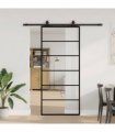 vidaXL Sliding Door with Hardware Set Black 90x205 cm ESG Glass