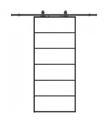 vidaXL Sliding Door with Hardware Set Black 90x205 cm ESG Glass