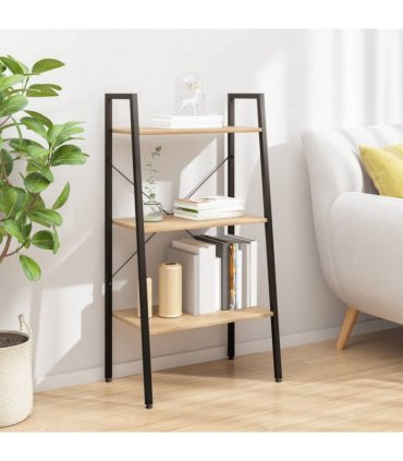 vidaXL 3-Tier Standing Shelf Light Brown and Black 56x35x108 cm