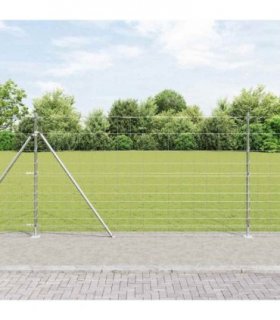 vidaXL Welded Wire Fence with Concrete Base 50 x 1.4 m Silver Mesh