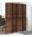 vidaXL Room Divider 4 Panels Dark Brown Solid Wood Paulownia