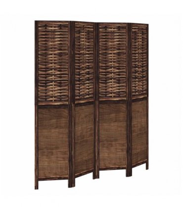 vidaXL Room Divider 4 Panels Dark Brown Solid Wood Paulownia