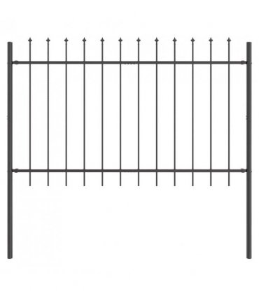 vidaXL Garden Fence 9 pcs Grey 15.3 x 0.8 m Powder-coated Steel