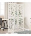 vidaXL Room Divider 3 Panels White Solid Wood Paulownia